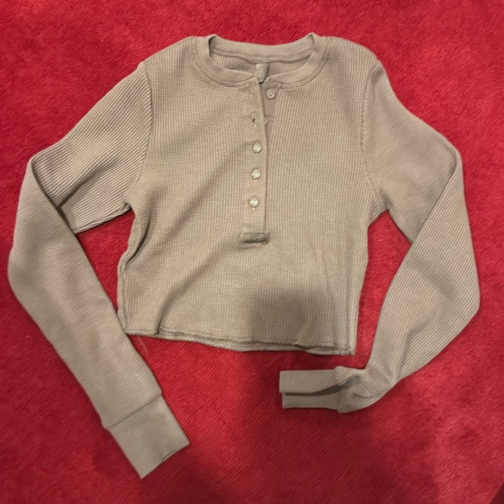 SKIMS waffle crop Henley